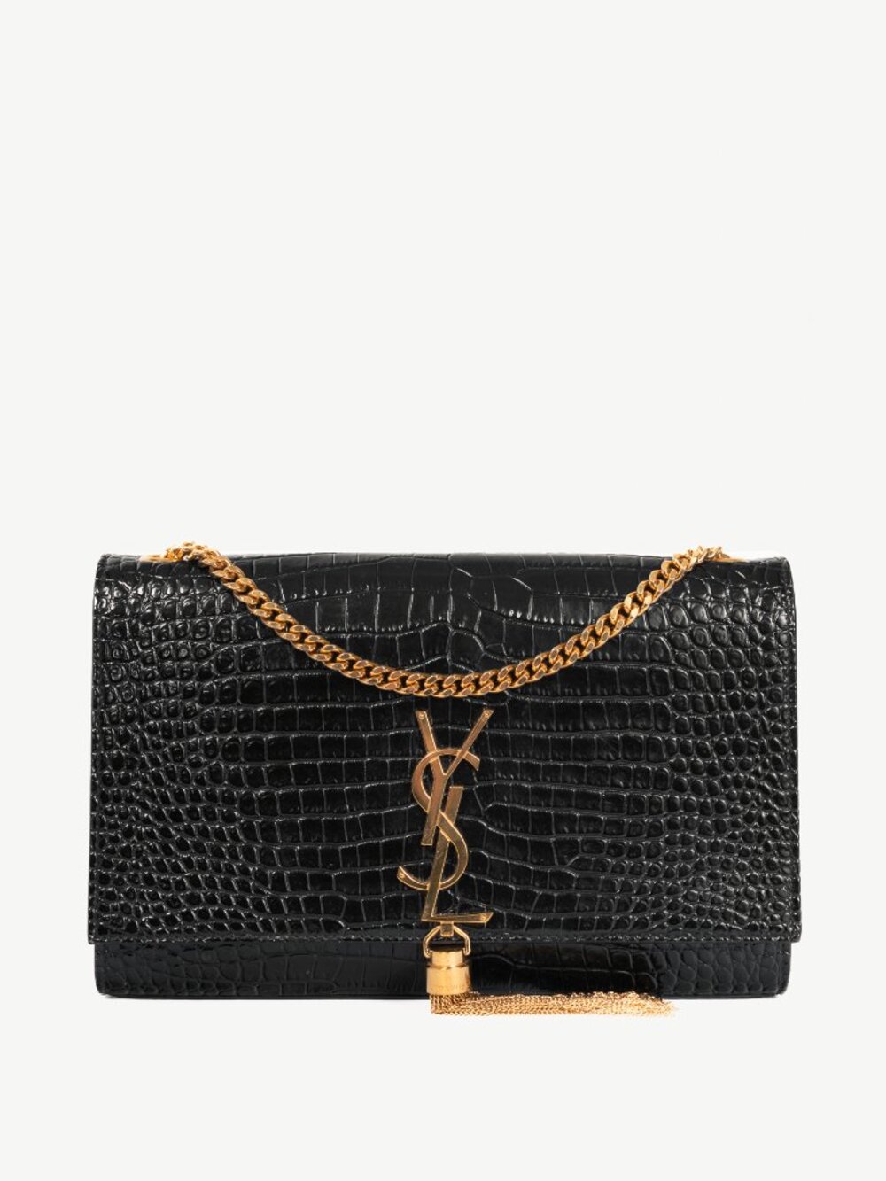 Saint Laurent Nero Cocco Print Monet YSL Monogramme Shoulder Bag